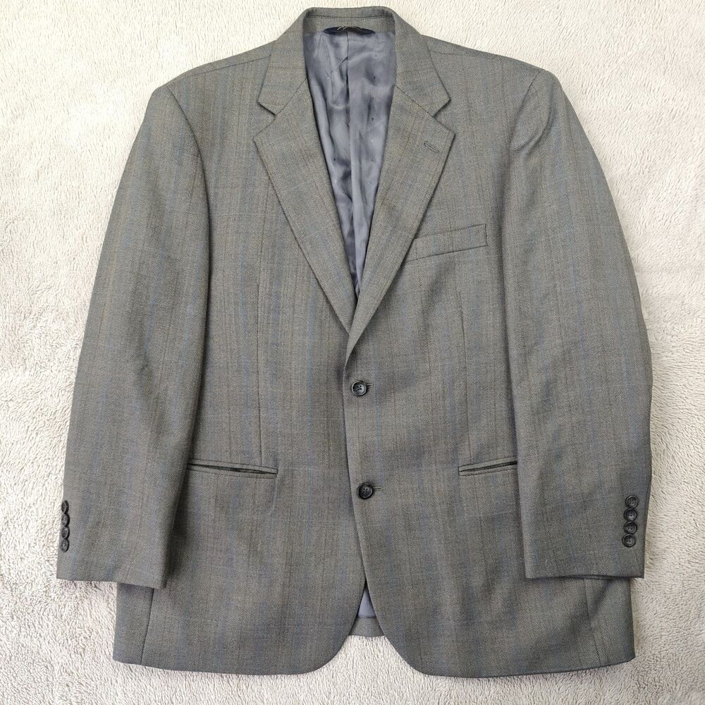 Joseph & Feiss Gold Blazer Men's 42S Grey Herringbone Striped Wool Suit Jacket